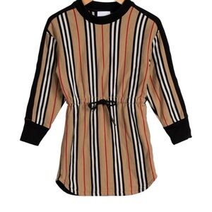 Burberry Striped Kids Dress - Tan, Black, Red